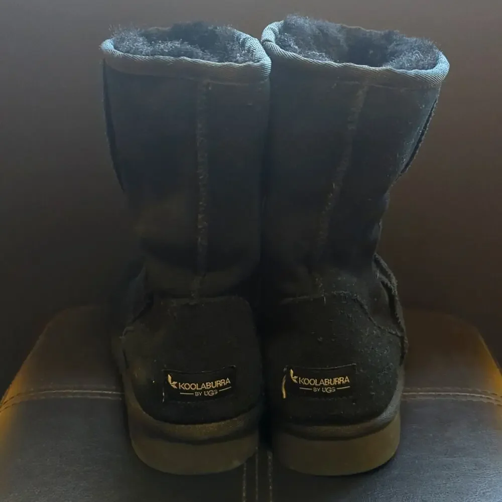 Koolaburra by Ugg Black Classic Koola Mid Calf Short Suede Leather Boots